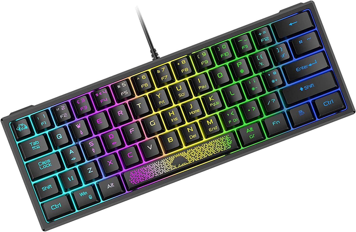 Mini Wired Gaming Keyboard RGB Backlit Anti-ghosting Mechanical Feel Portable