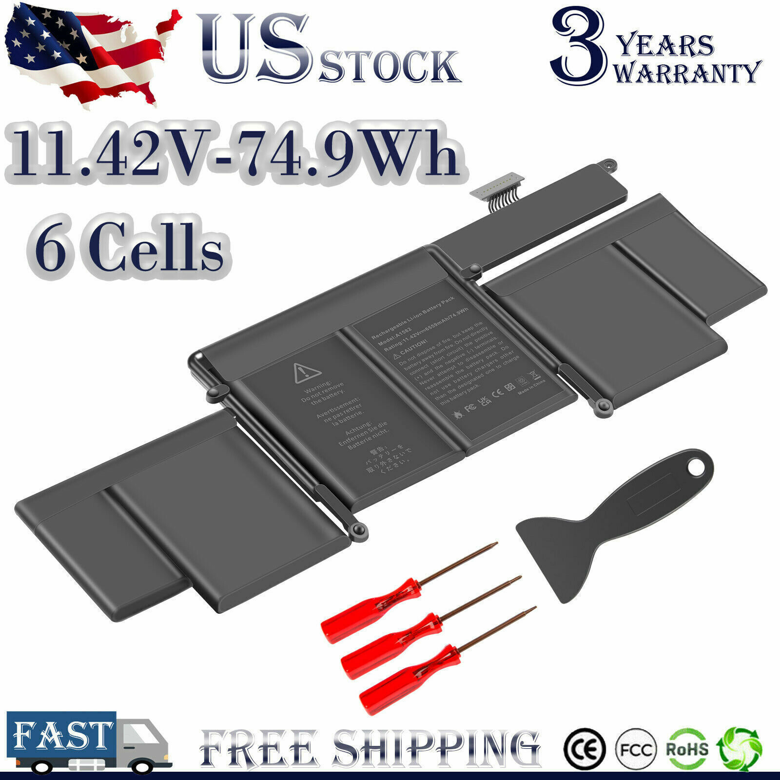 For MacBook Pro 13'' A1502 Retina Early 2015 Mid 2014 Late 2013 A1582 Battery 
