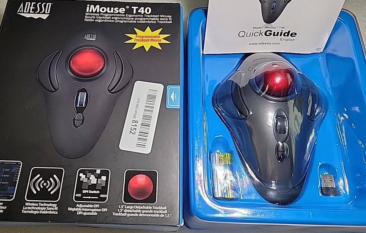Adesso iMouse T40 Wireless Trackball Optical Mouse