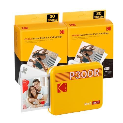 KODAK Mini 3 Retro Portable Photo Printer (7.6cmx7.6cm) + 68 sheets bundle