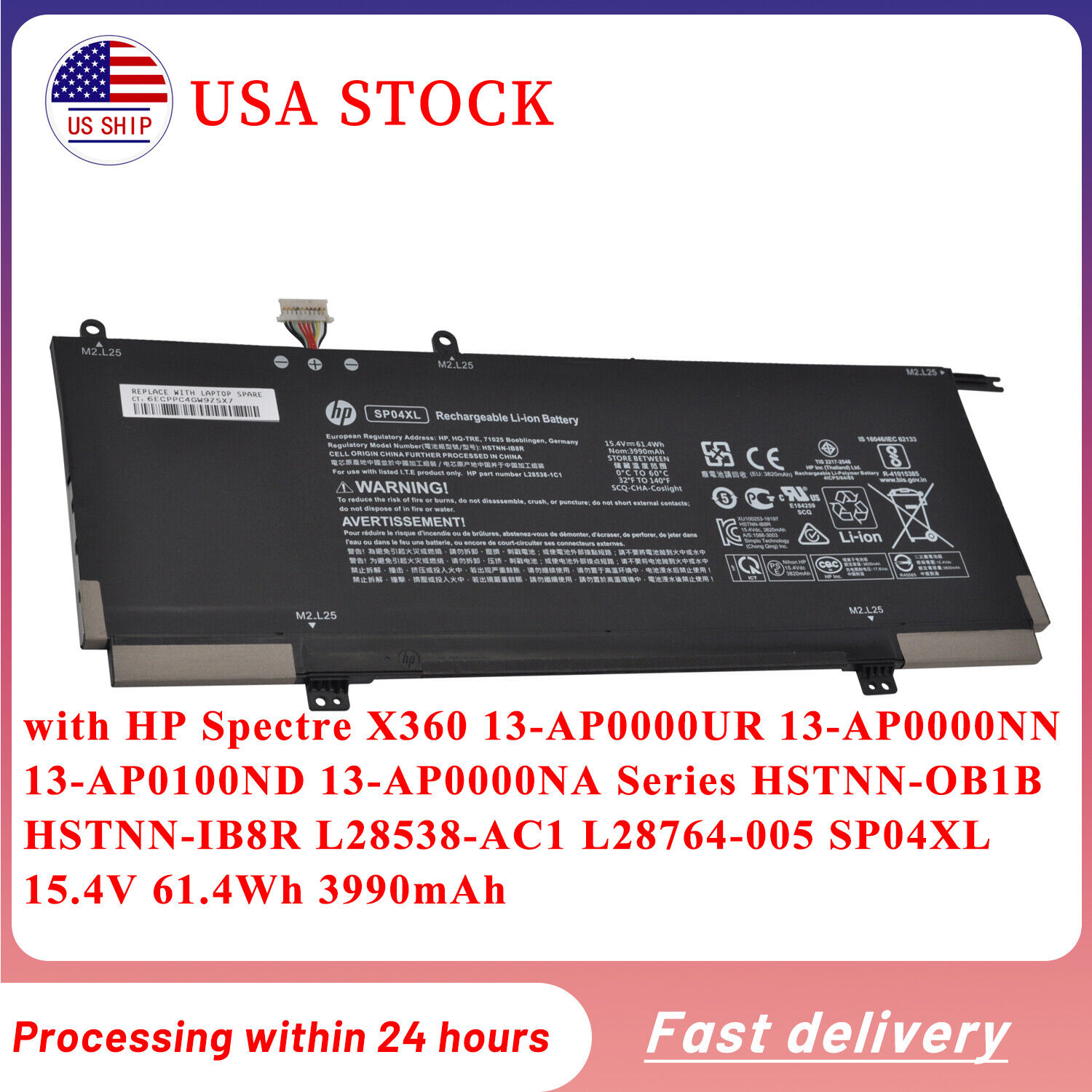 Genuine SP04XL Battery for HP Spectre X360 13-AP0053DX 13-AP0XXX 13-AP0013DX NEW