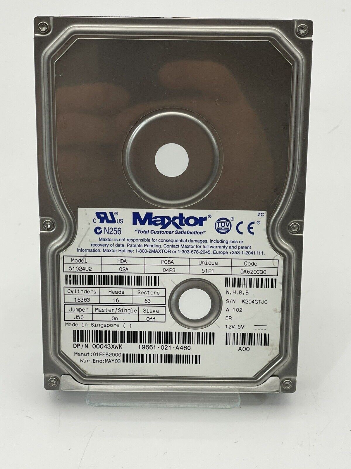 Vintage Maxtor 51024U2 10.2GB IDE 3.5\