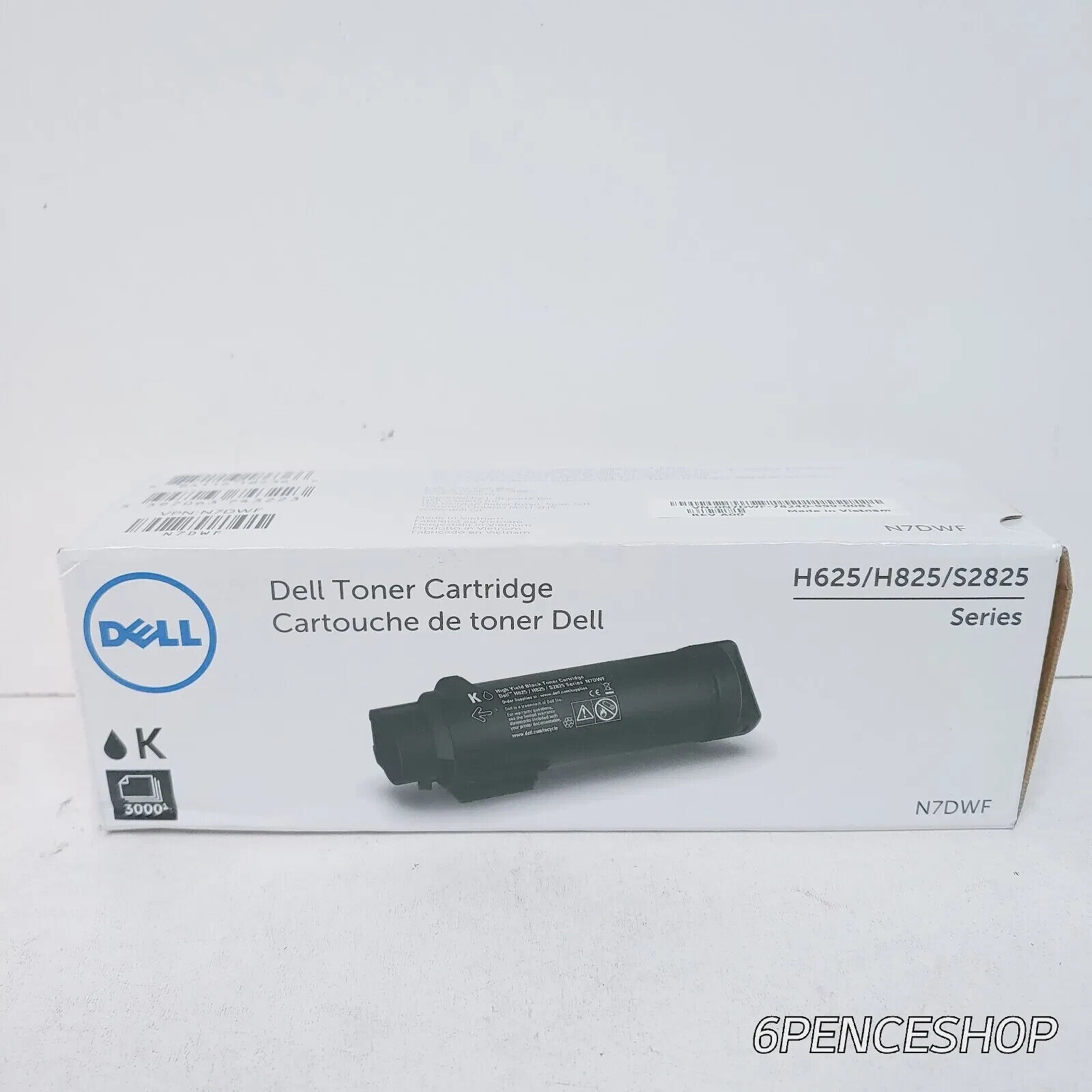New Dell N7DWF Black Original Toner Cartridge for H625/H825/S2825 Series