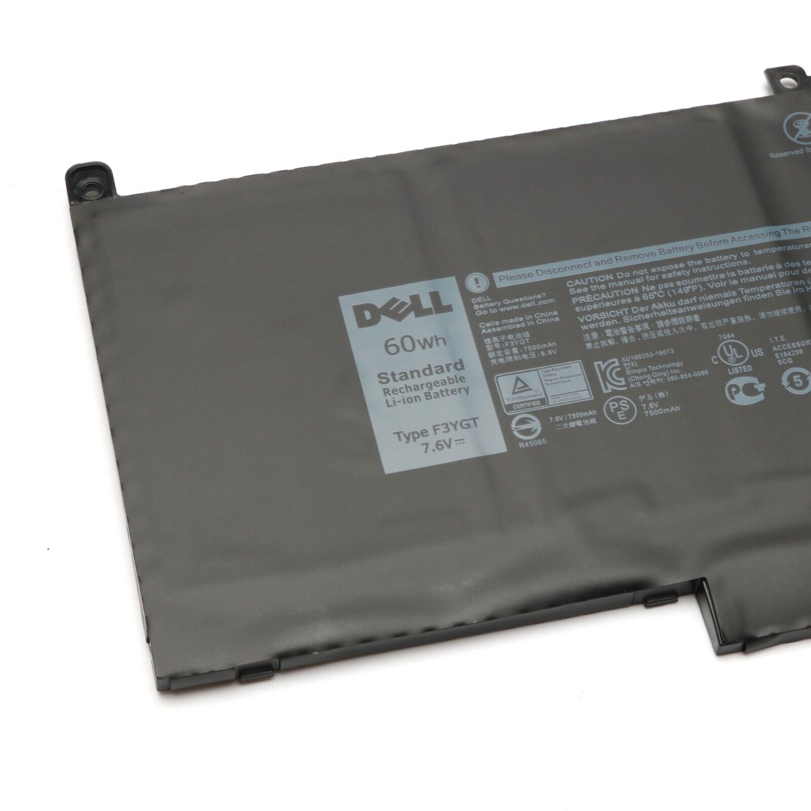 NEW OEM F3YGT Battery For Dell Latitude 12 7280 7290 7380 7390 2X39G DM3WC 60WH