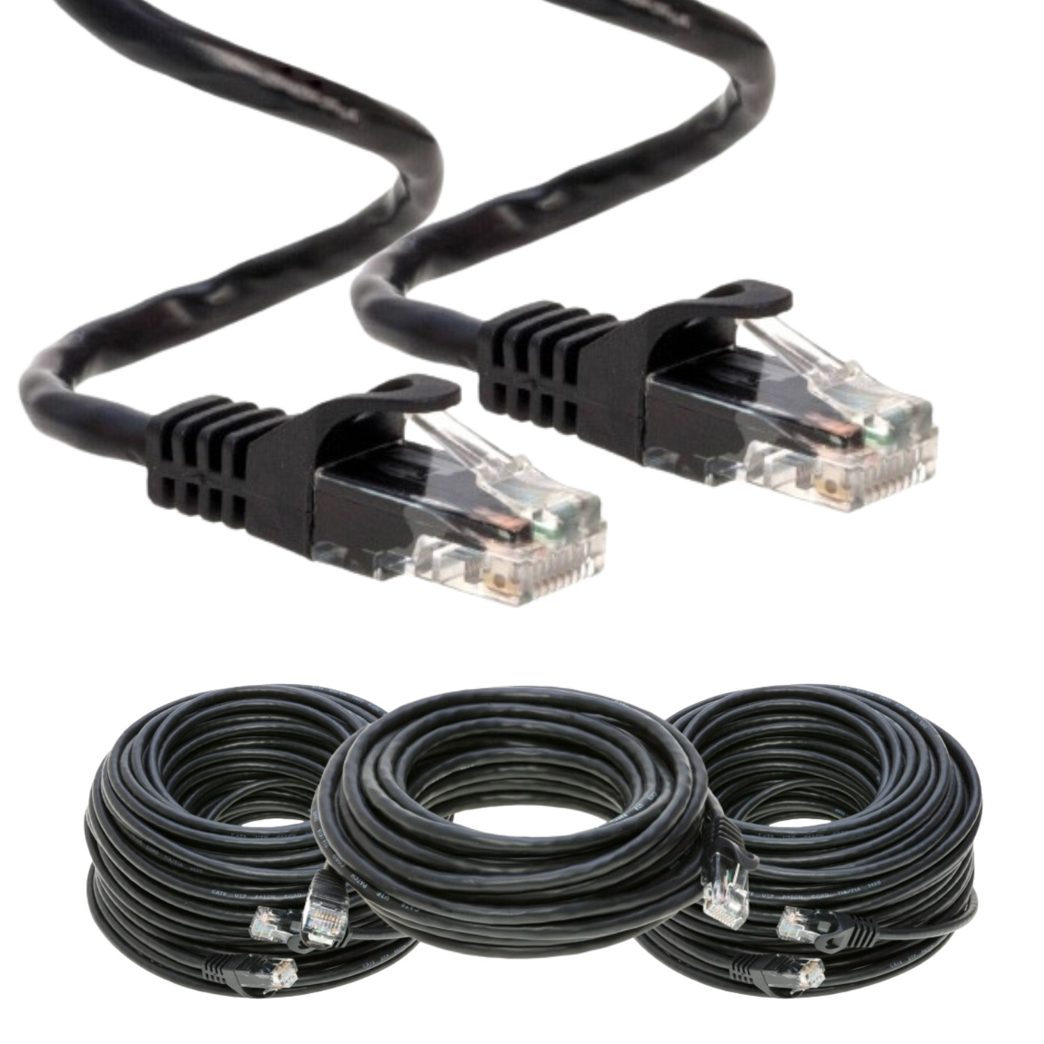 CAT6 Patch Cable 500mhz Ethernet Internet Network Router LAN RJ45 UTP BLACK LOT