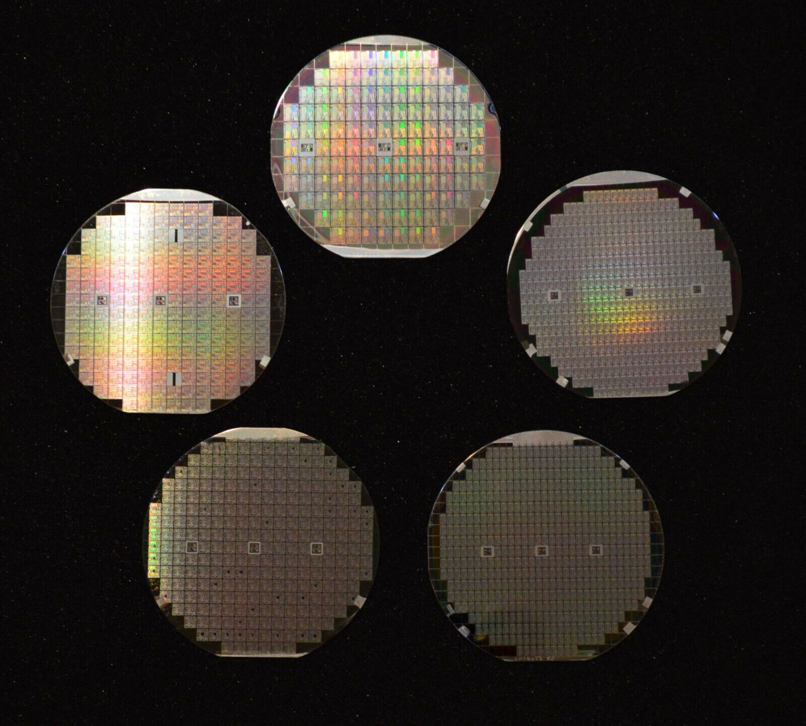 Historic 1970s-1980s USA silicon wafers - Qty of five, 4\