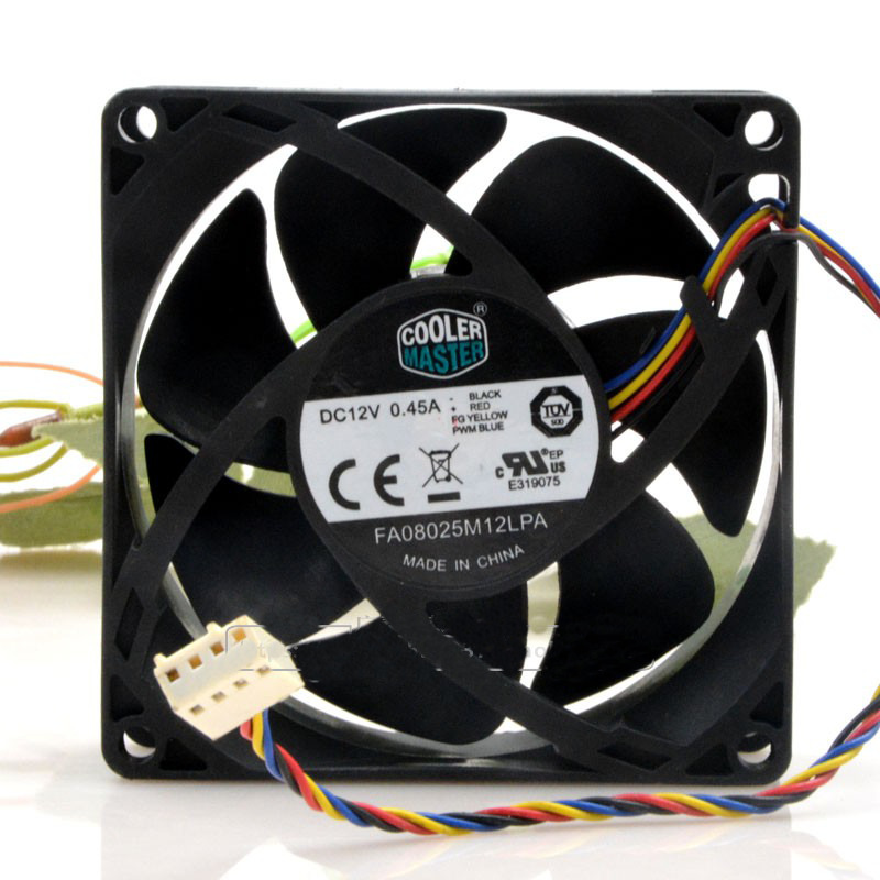 For Cooler Master 80*80*25mm Heatsink Cooling Fan 4Pin FA08025M12LPA DC12V 0.45A
