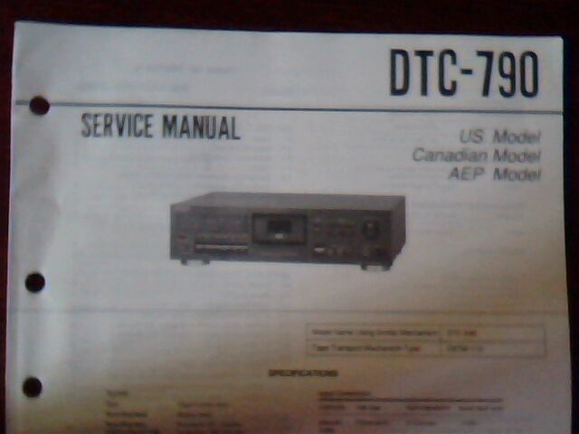 User\'s Service Manual DTC-790 Digital Audio Tape Deck Sony DTC-690 DATM-110 AEP