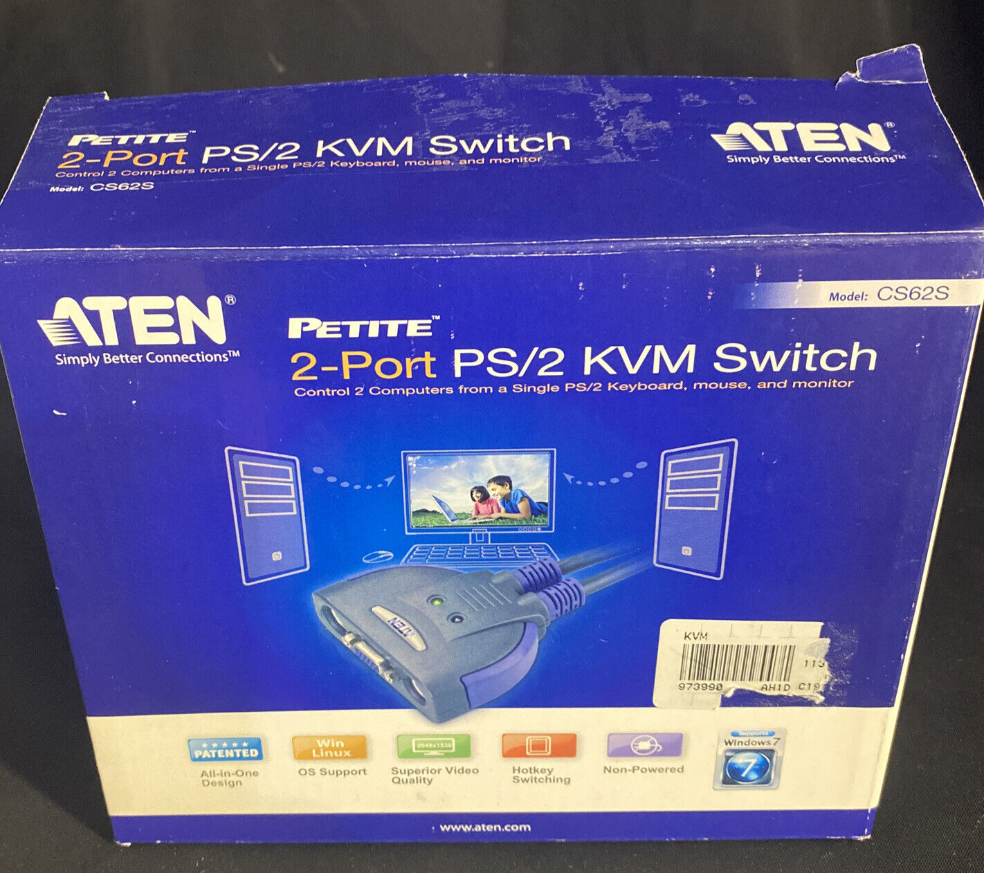 ATEN CS62S KVM-/USB-Switch Desktop Open Box Unused