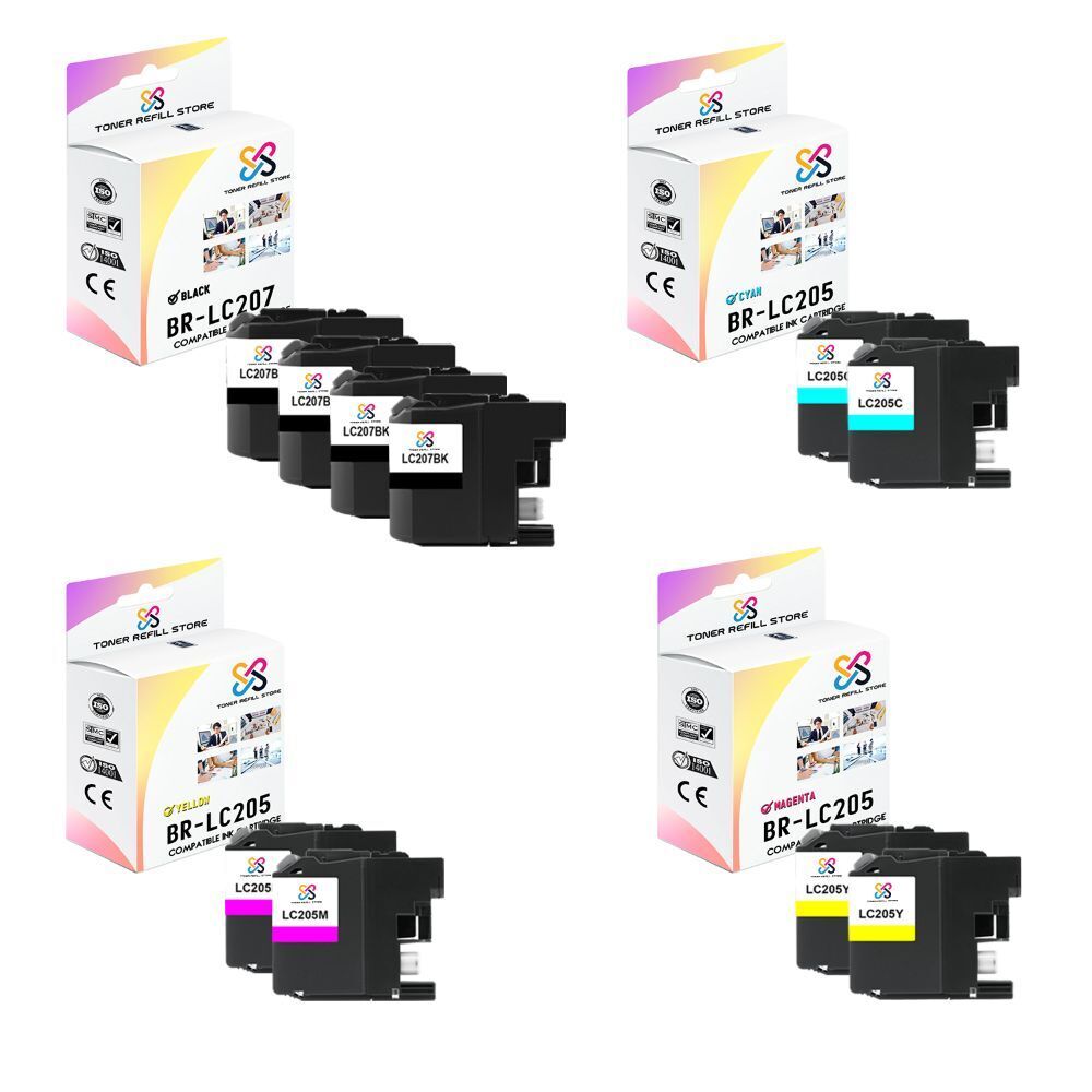 10PK TRS LC207 LC205 BCMY HY Compatible for Brother MFCJ4320DW Ink Cartridge