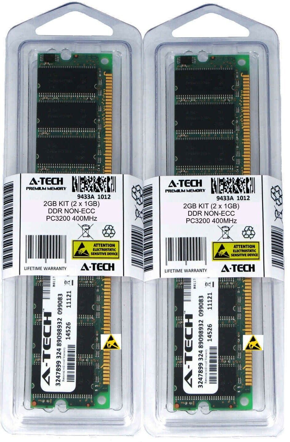 A-Tech 2GB 2 x 1GB PC3200 DDR 400 MHz Desktop DDR1 DIMM 184-Pin Memory RAM 2G 1G