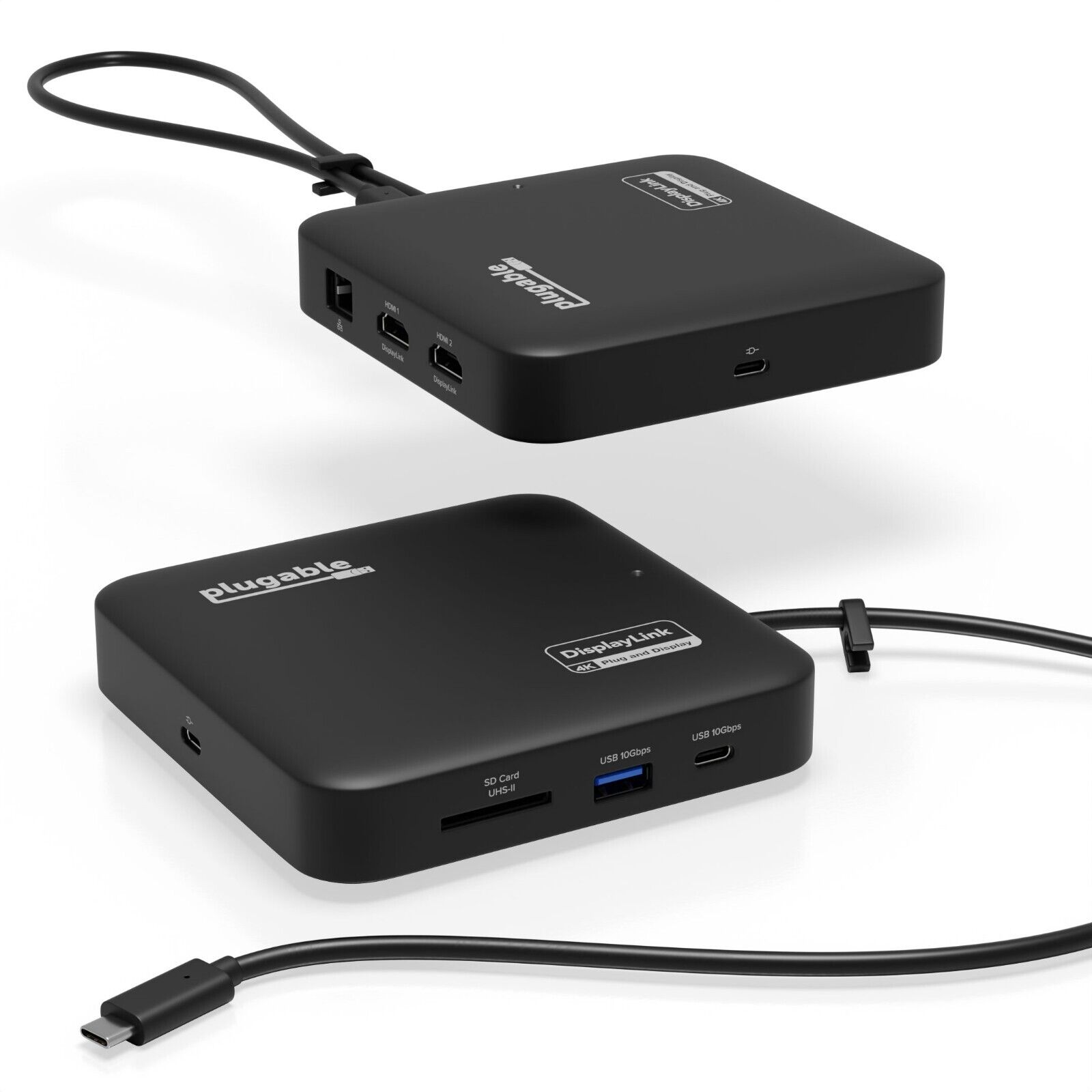 Plugable 7-in-1 USB C Docking Station Dual Monitor with Pass-Through Charging