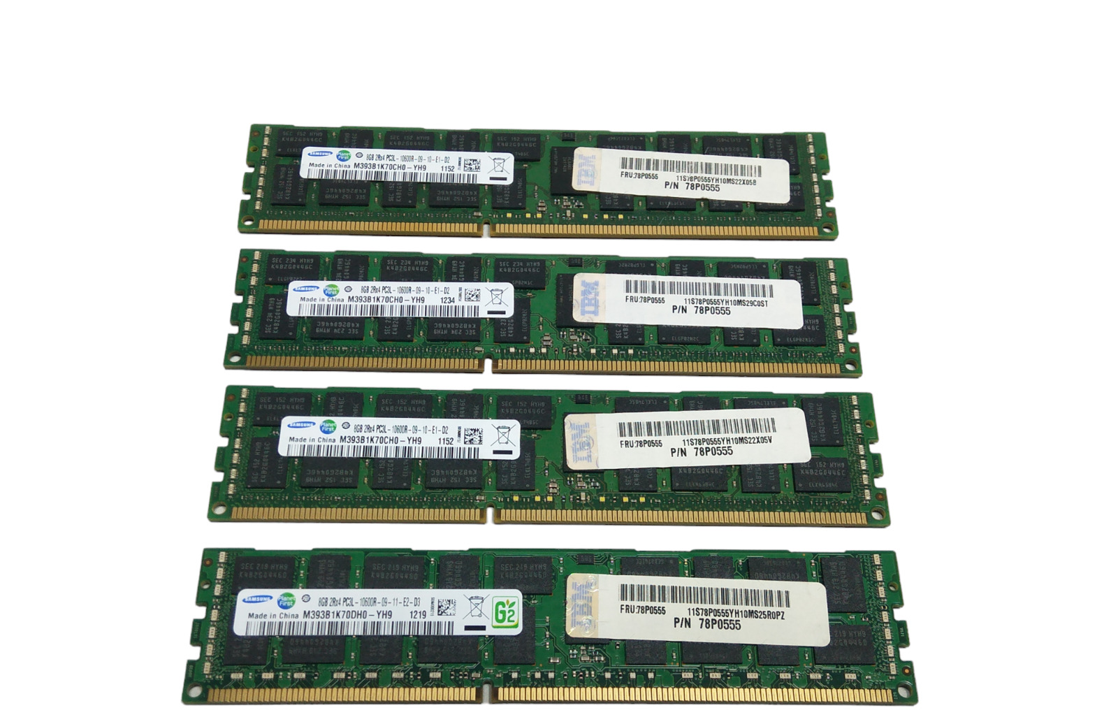 32GB Samsung (4x8GB) 8GB 2Rx4 PC3L-10600R DDR3 IBM Certified Server Memory