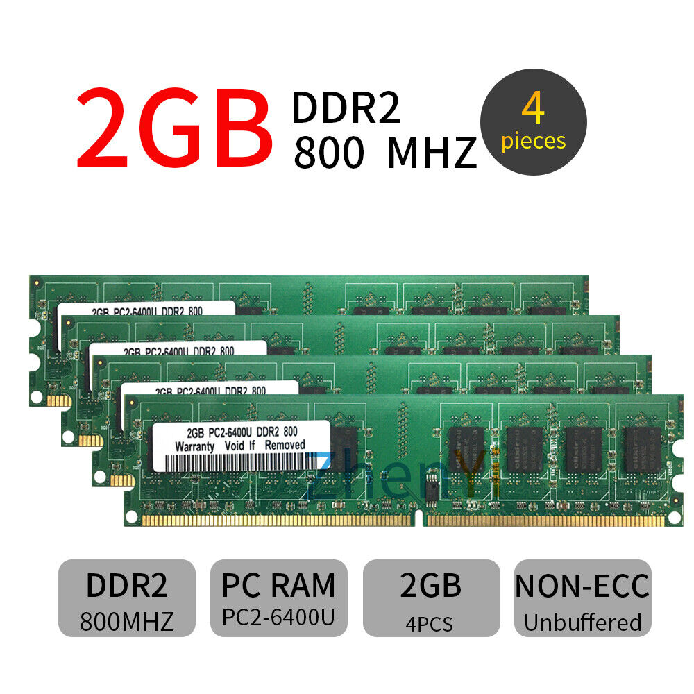 8GB 4x 2GB DDR2 800mhz PC2-6400U RAM For Dell OptiPlex 755 760 960 XPS 410 420