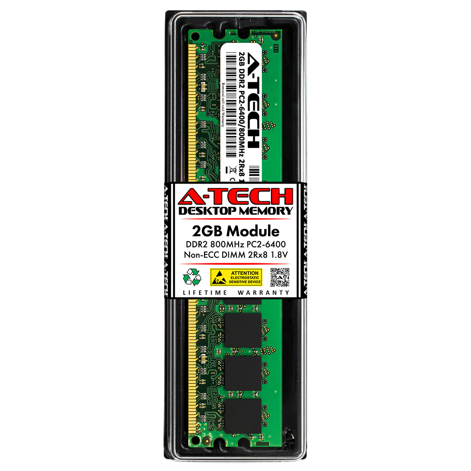2GB DDR2-800 DIMM Micron MT16HTF25664AY-800J1 Equivalent Desktop Memory RAM
