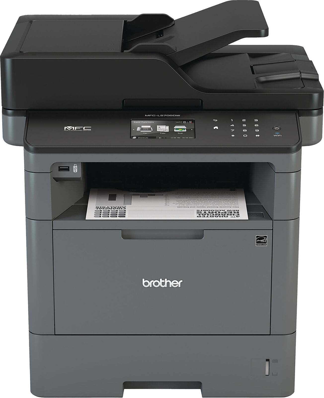 Brother - MFC-L5705DW Wireless Black-and-White All-in-One Laser Printer - Gre...
