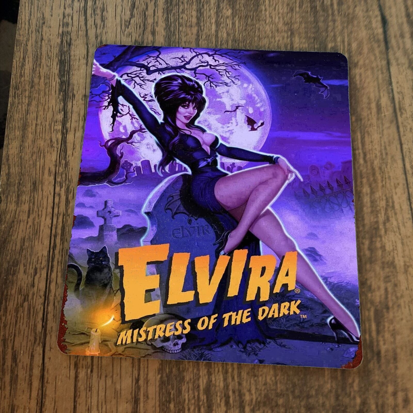 Blue Elvira Mistress of the Dark in Cemetery Mouse Pad