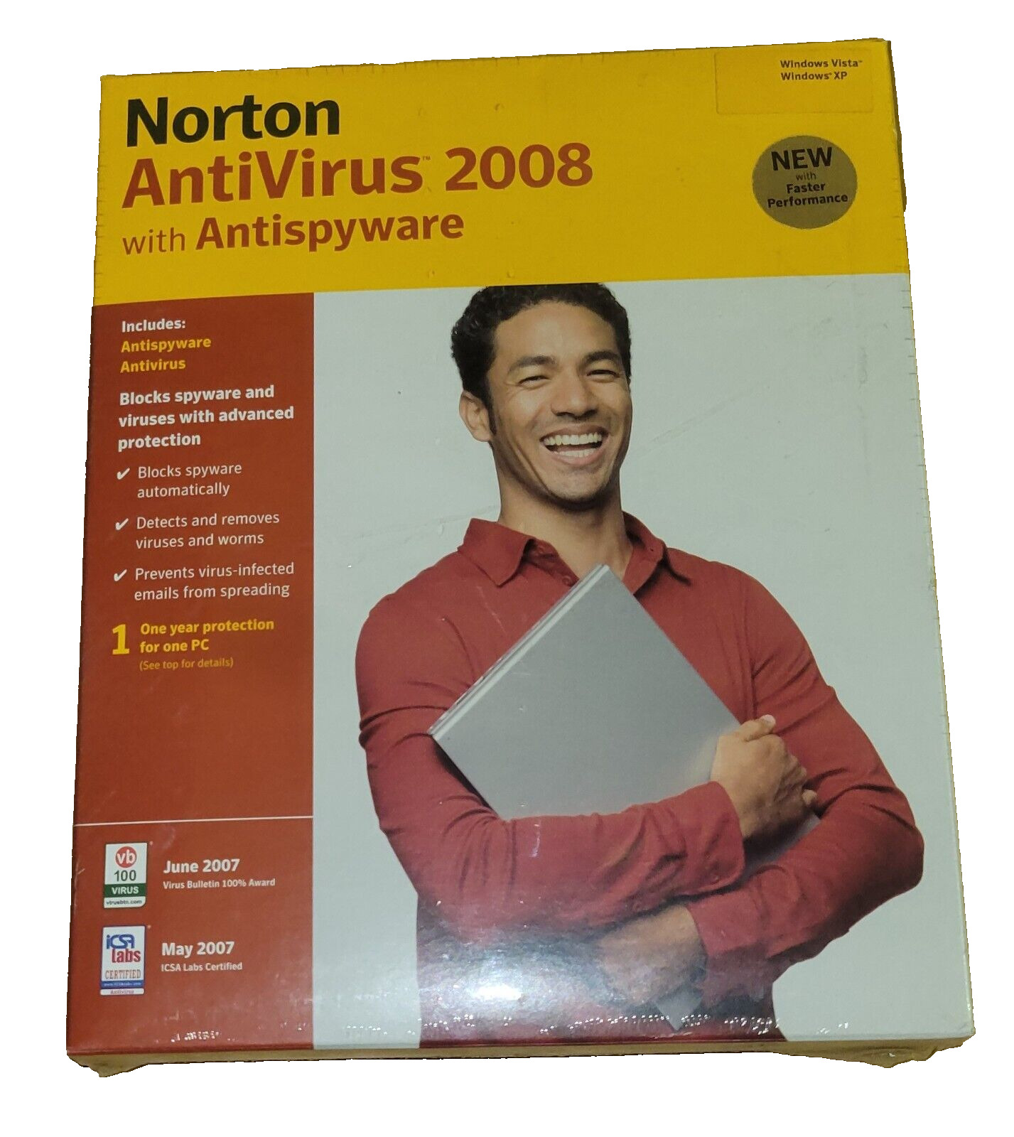 Norton AntiVirus 2008 with Antispyware NEW Sealed Win XP