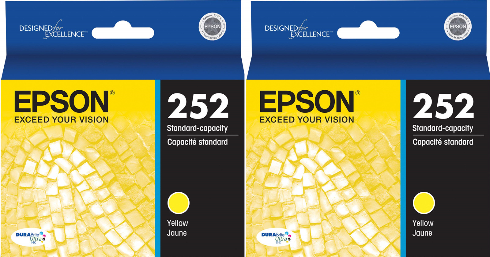 New Genuine Epson 252 Y 2PK Ink Cartridges Bag WF Series WF-7720DTWF 