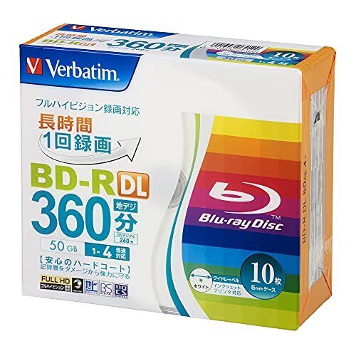 Verbatim Blank Blu-ray Disc BD-R DL 50GB 10pcs White Printable Single Side 4x
