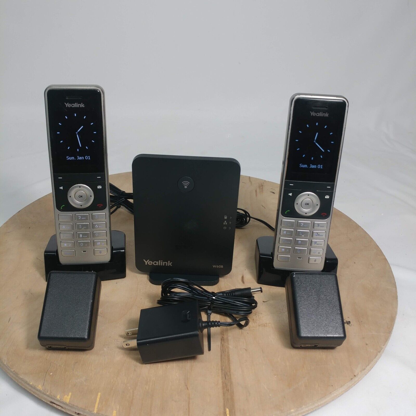 Lot Of 2 Yealink W56H IP DECT Handset with W60B Base & Charging Docks #1