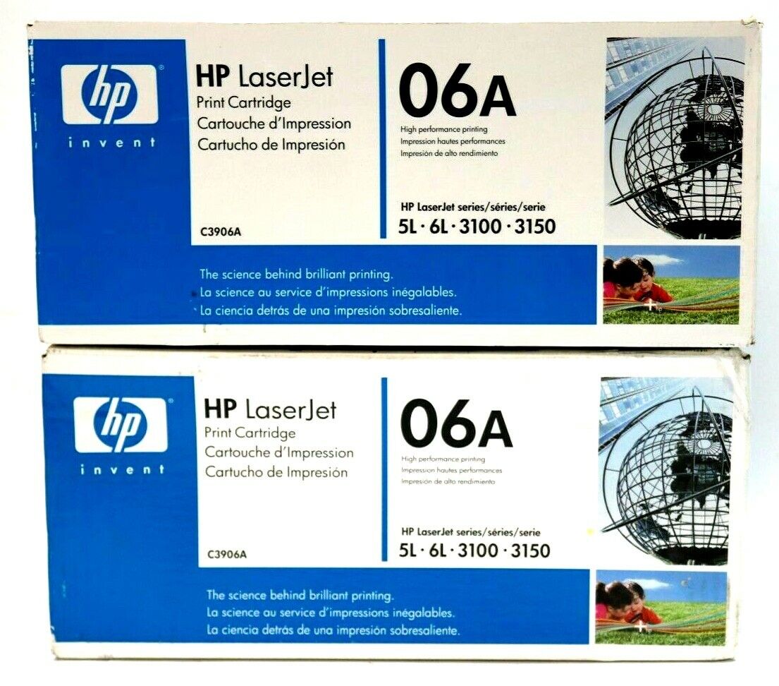 Lot of 2 - Two Pack Genuine HP 06A Toner Cartridge C3906A - Brand New Sealed OEM