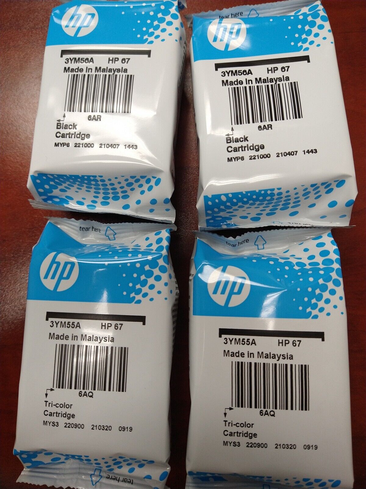 4PK Original HP 67 2-Black & 2-Color Ink Cartridges ENVY 6455/e 6075 EXP 12-2024