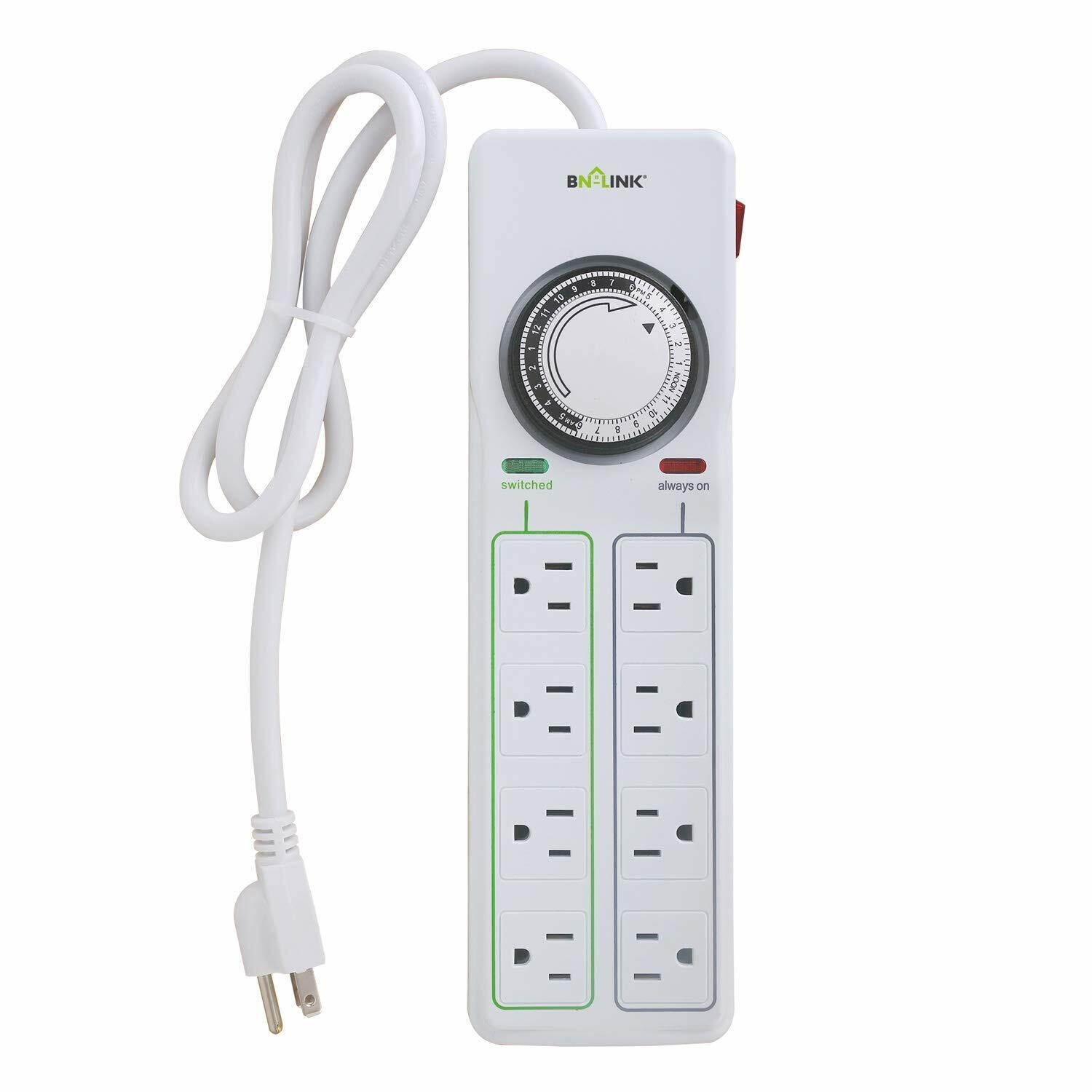 BN-LINK Surge Protector with 8 Outlets & Timer Power Strip Mechanical Auto timer