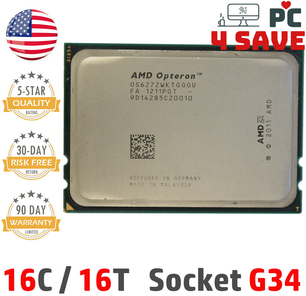AMD Opteron 6272 (2.1~3.0 GHz) 16-Core 16MB Socket G34 Server CPU OS6272WKTGGGU