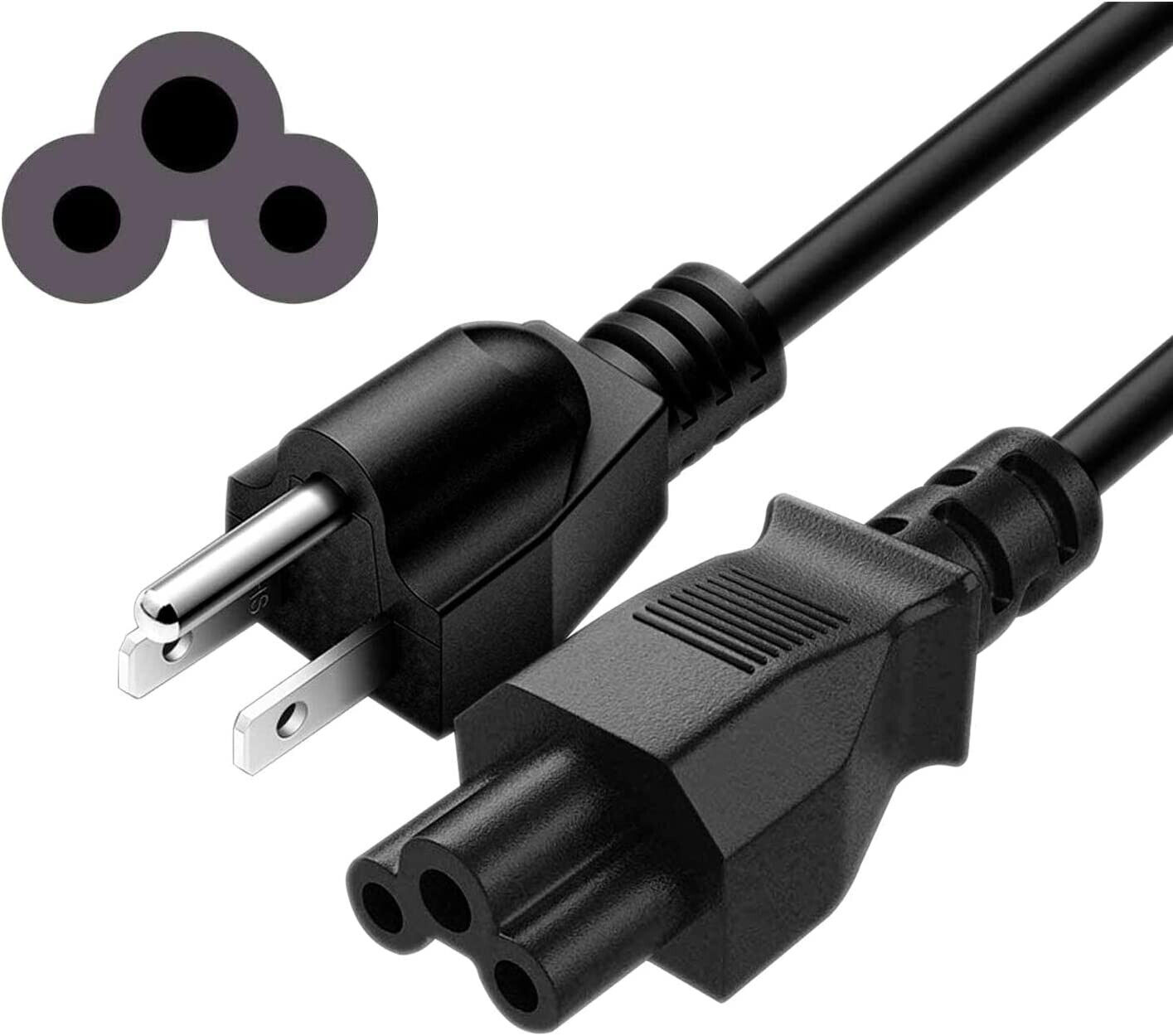 Standard 6ft 3 Prong AKA Mickey Mouse AC Power Cord for PS2 PS3 Laptop PC 18 AWG