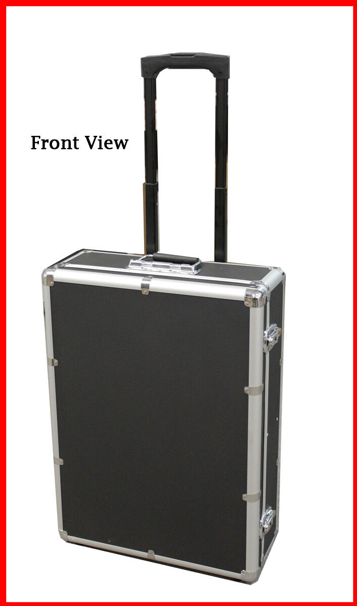 1000 Mess-Free Aluminum CD DVD Storage Case Holder Box Black W Removable Trolley