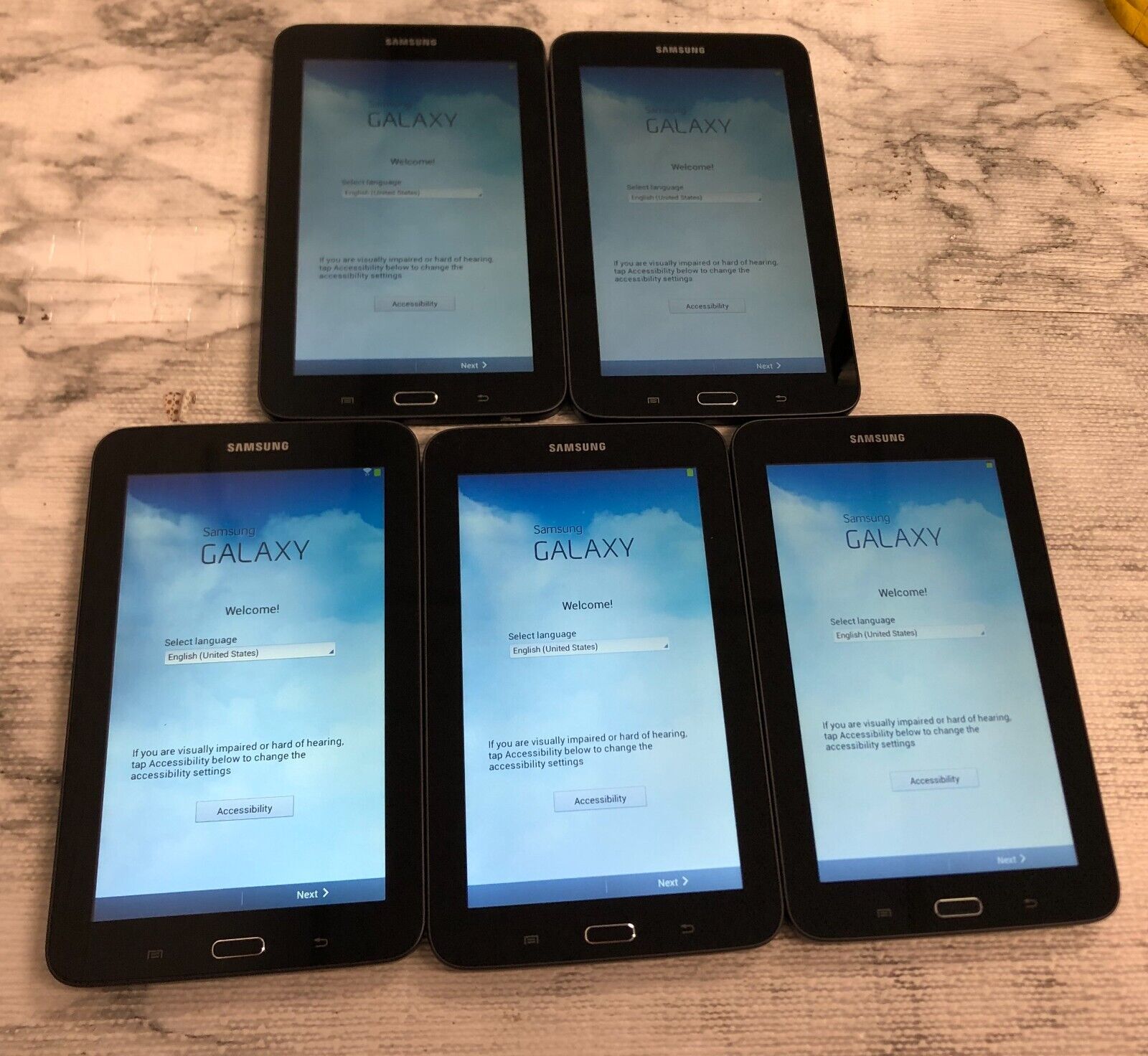 LOT OF 5 Samsung Galaxy Tab 3 Lite SM-T110 8GB Wi-Fi, 7\