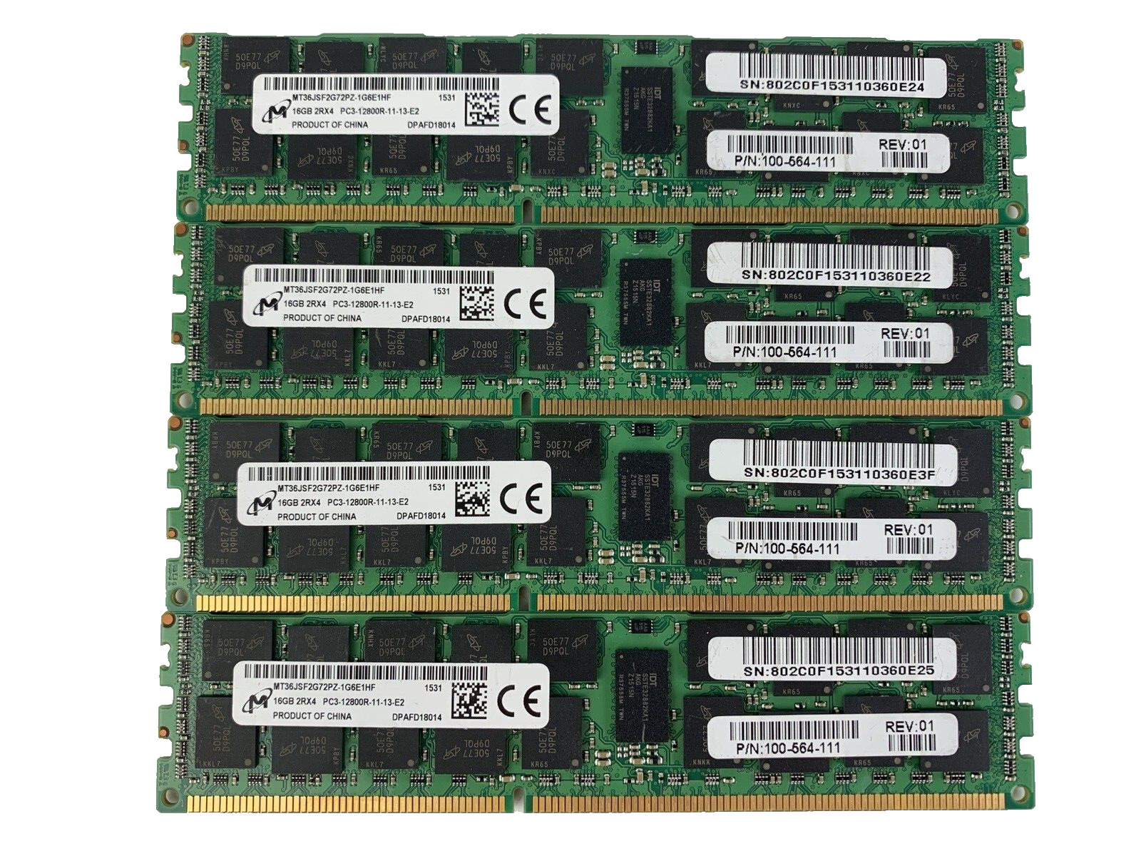Micron 64GB (4x16GB) 2Rx4 PC3-12800R ECC Server Memory Ram DDR3 100-564-111