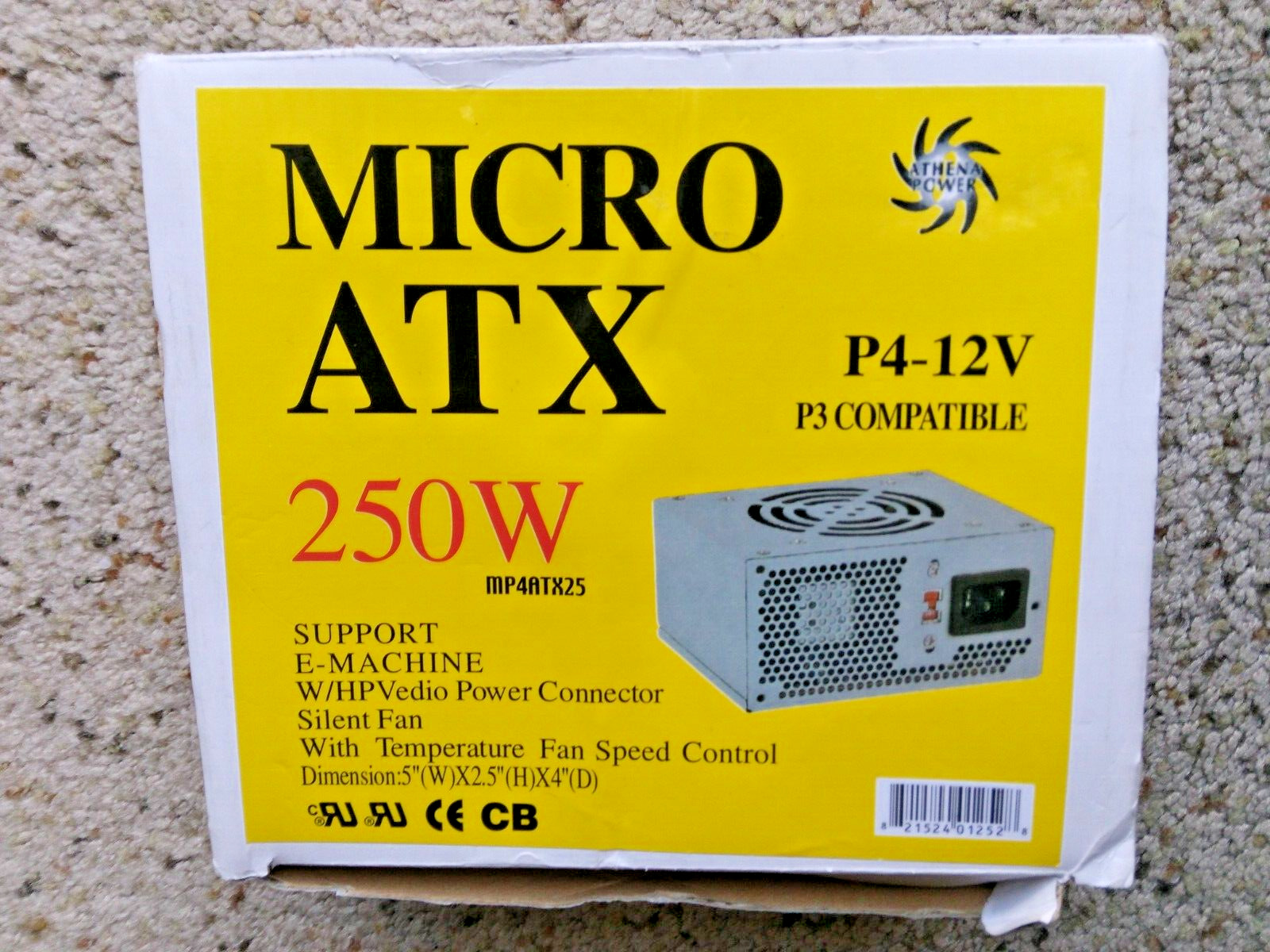 Micro ATX 250W mp4atx25 P4-12V P3 Compatible open box never used