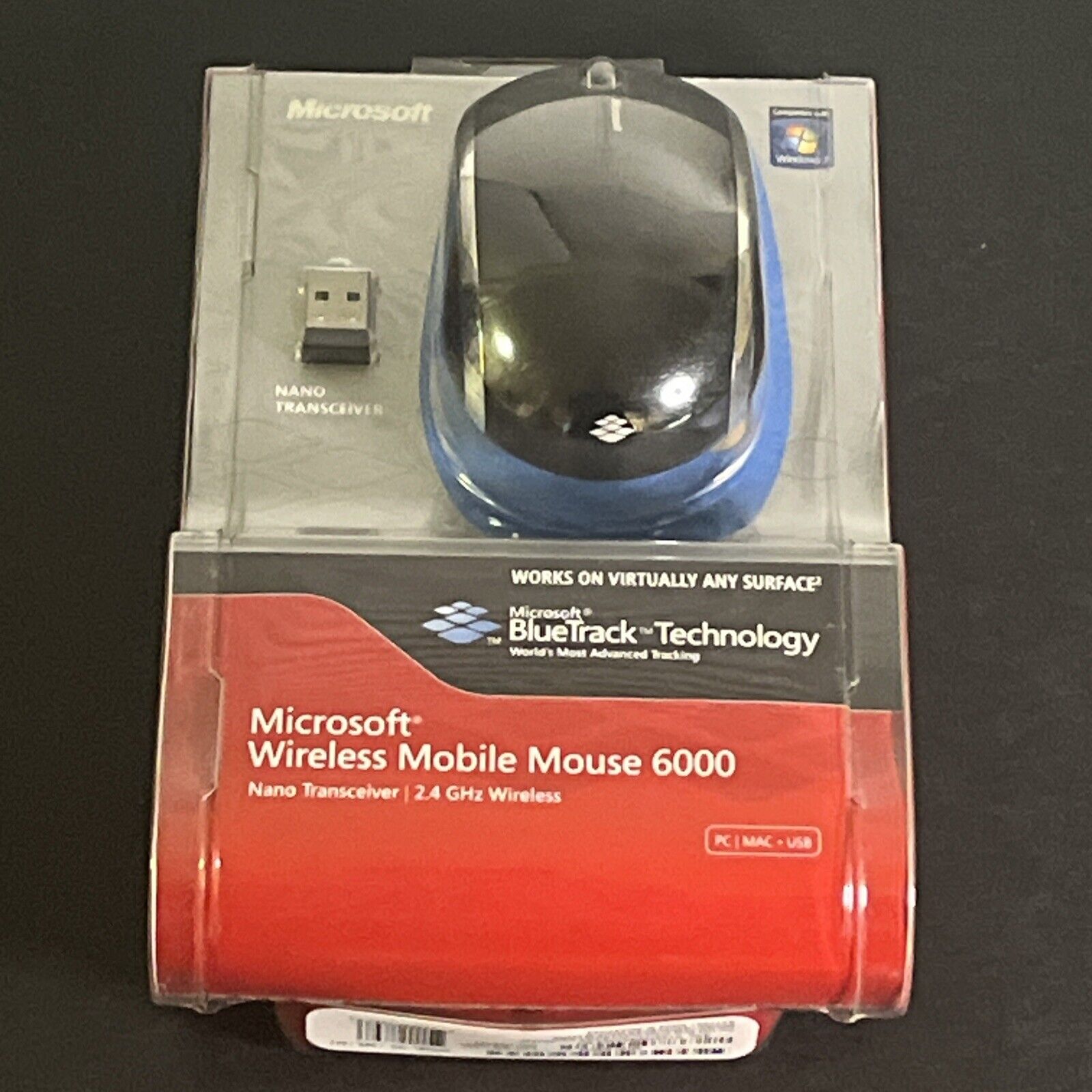 Microsoft Wireless Mobile Mouse 6000-Black For Windows & Mac(New Factory Sealed)