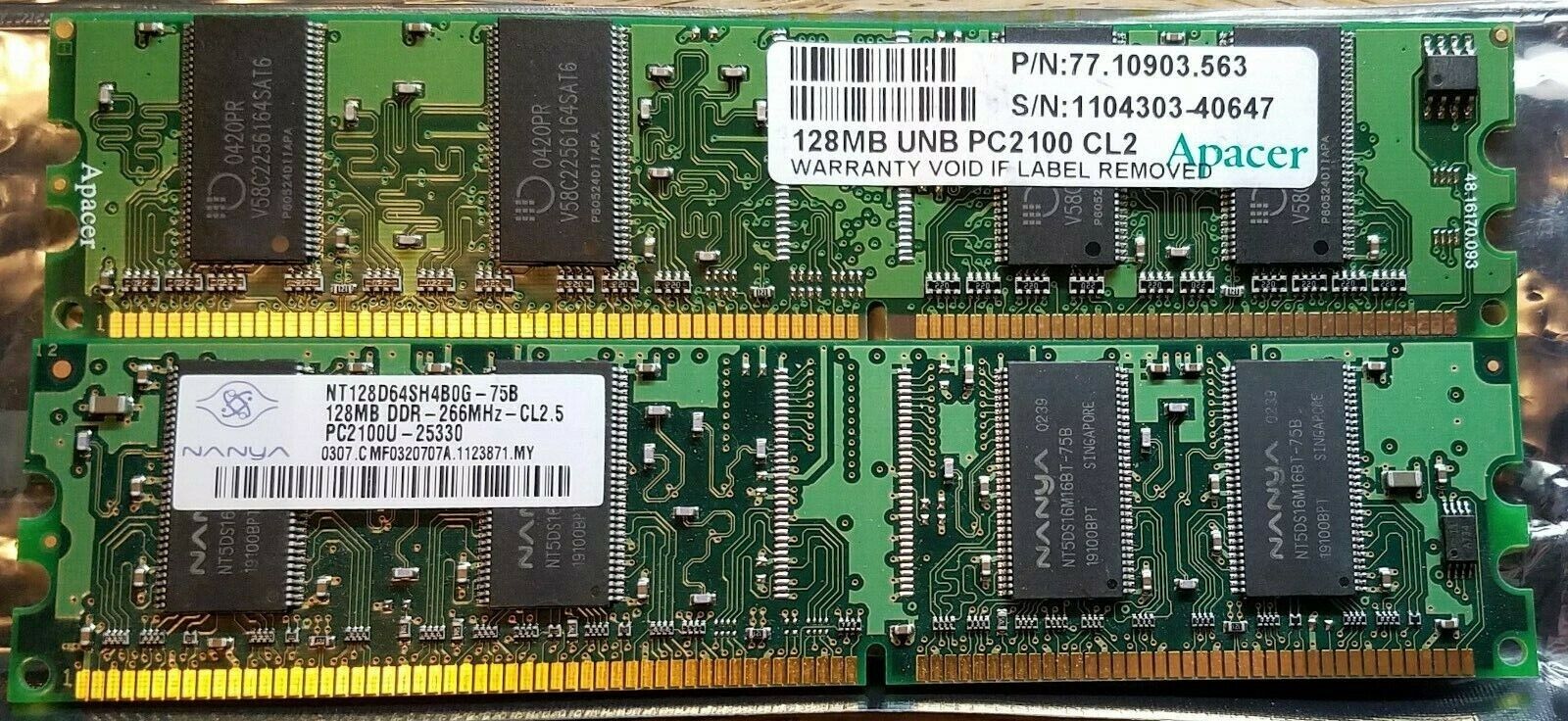 512MB [4X128MB] PC-2100 DIMM 266Mhz SDRAM Memory 184 Pin, Mixed Brands