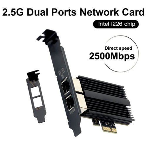 Dual Port RJ45 LAN NIC Gaming Card 2.5G Gigabit Network Card Intel I226 PCI-E x1