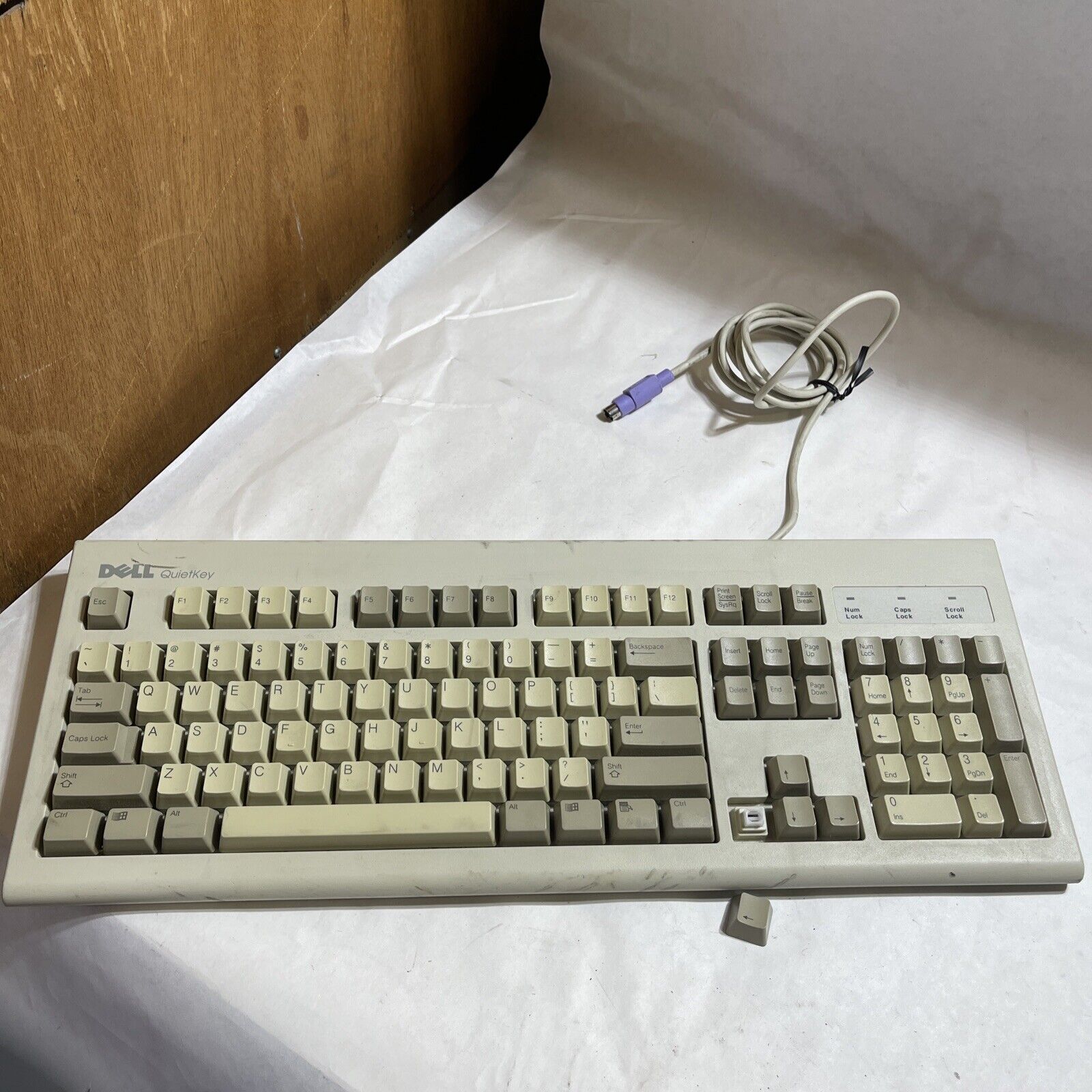 Vintage DELL Model RT7D5JTW QuietKey PS/2 Beige Keyboard (Tested and Working)