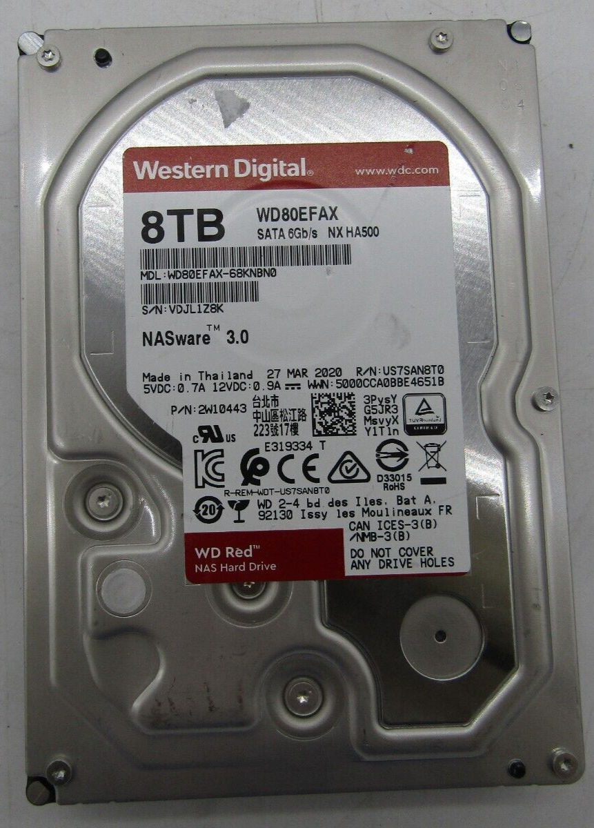 Western Digital 8TB WD Red NASware SATA 6Gb/s - WIPED