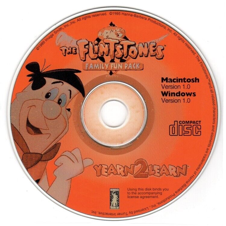 Flintstones Family Fun Pack (Age 3-10) (CD, 1995) for Win/Mac - NEW CD in SLEEVE