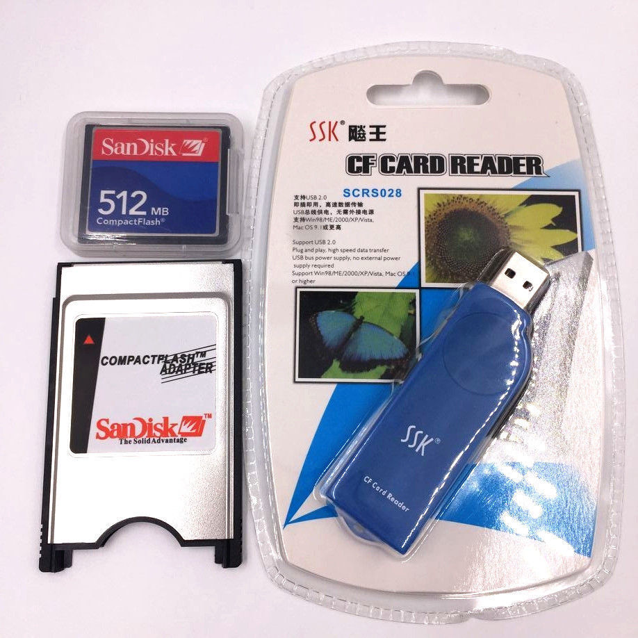 512MB Compact Flash Memory Card CF Card +PCMCIA Adapter+SSK USB2.0 reader FANUC 