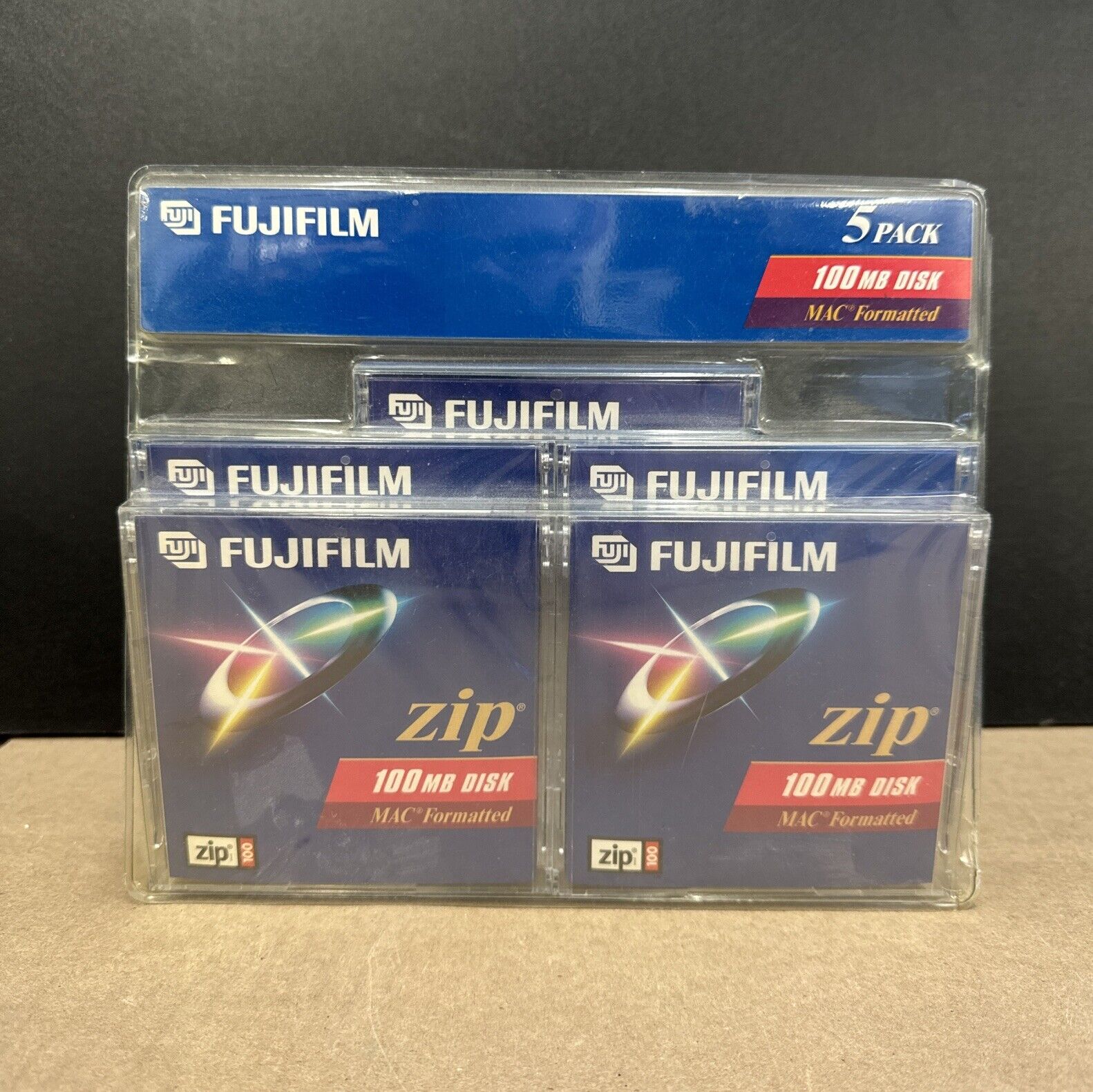 FujiFilm 100MB Zip Disk 5-Pack Box Mac Formatted