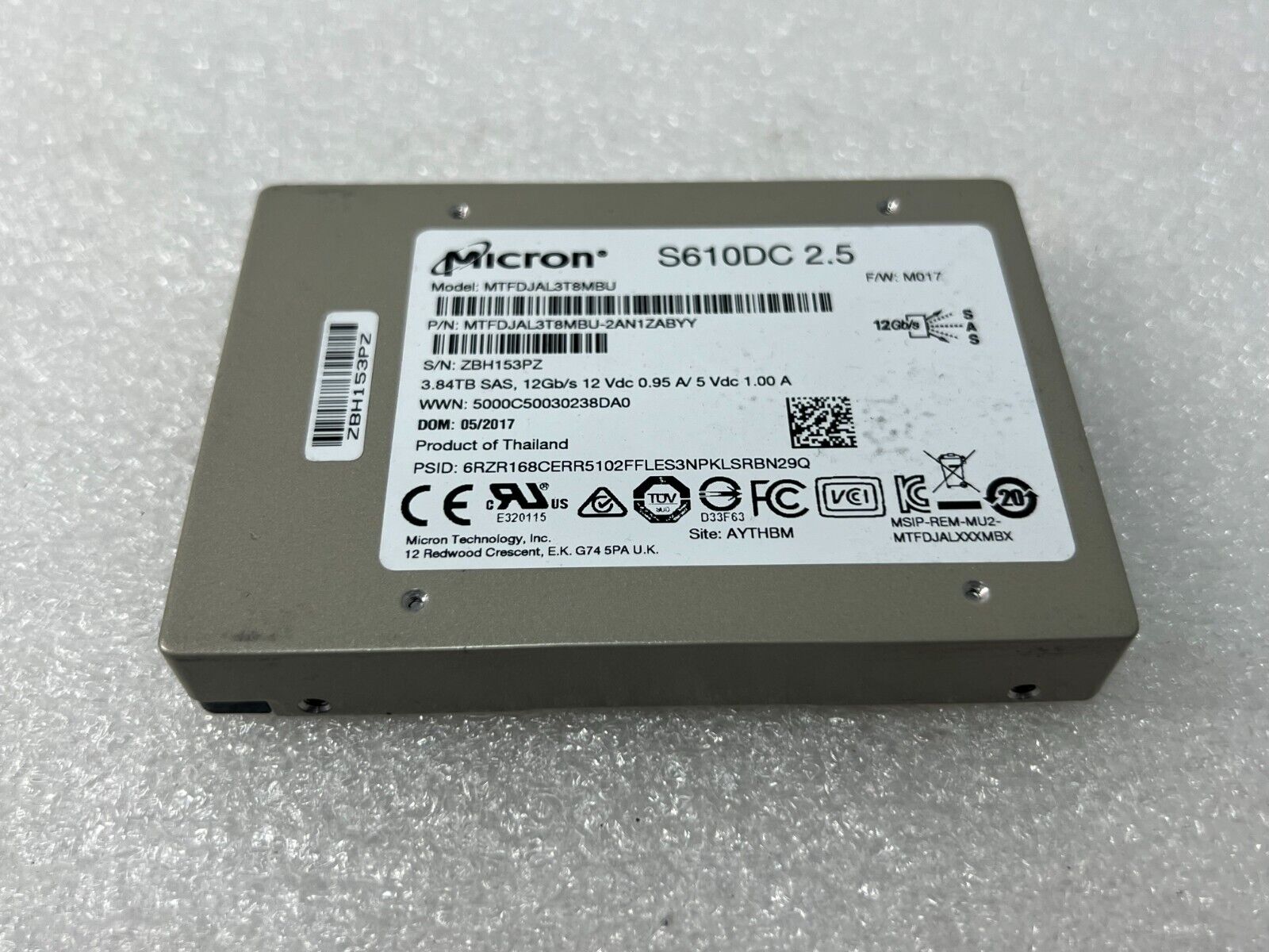 Micron S610DC 2.5 MTFDJAL3T8MBU-2AN1ZABYY SSD 3.84 TB SAS 12Gb/s NICE DEAL 