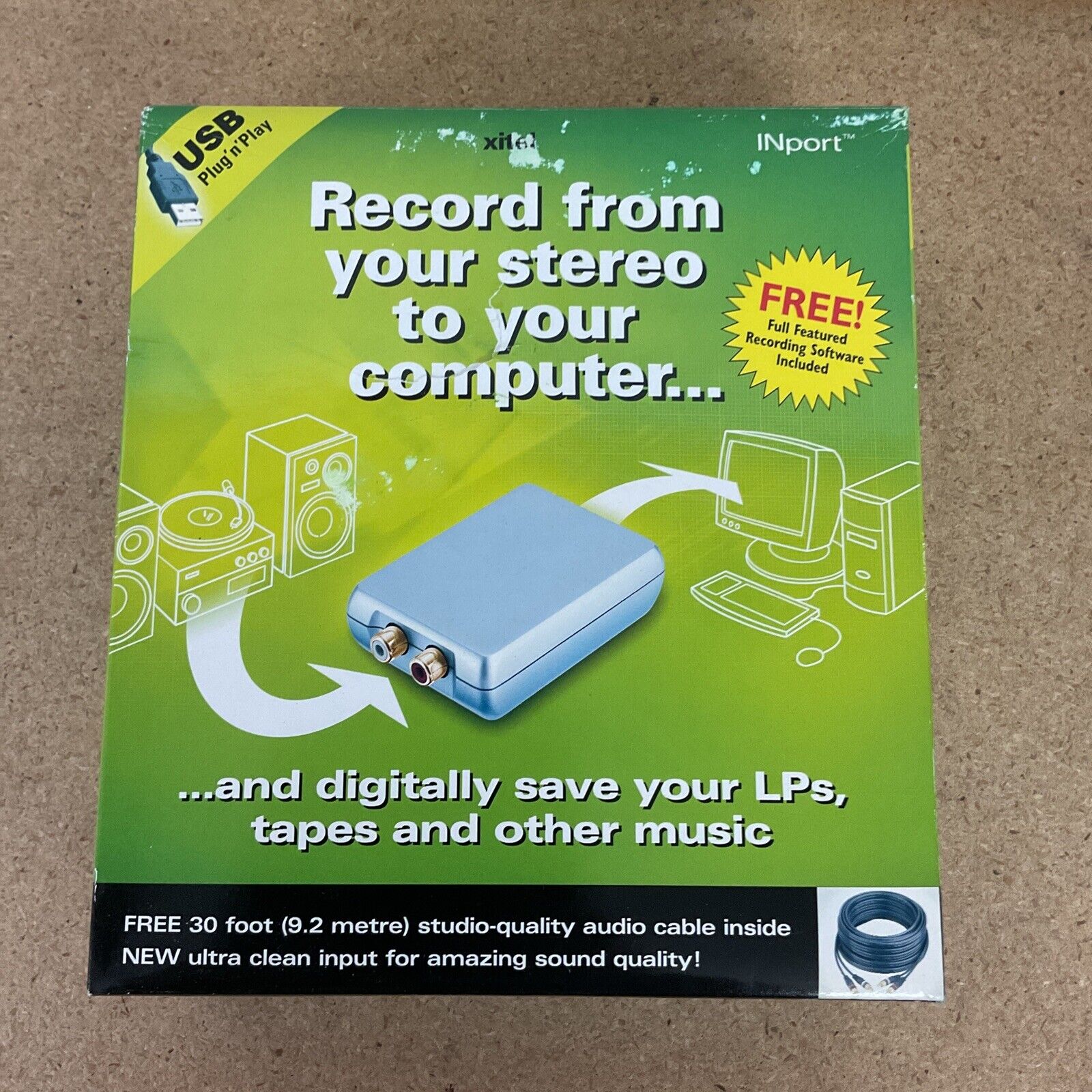 Xitel Inport Audio Recording Kit Import Tapes LP\'s CD\'s to Computer New Open Box