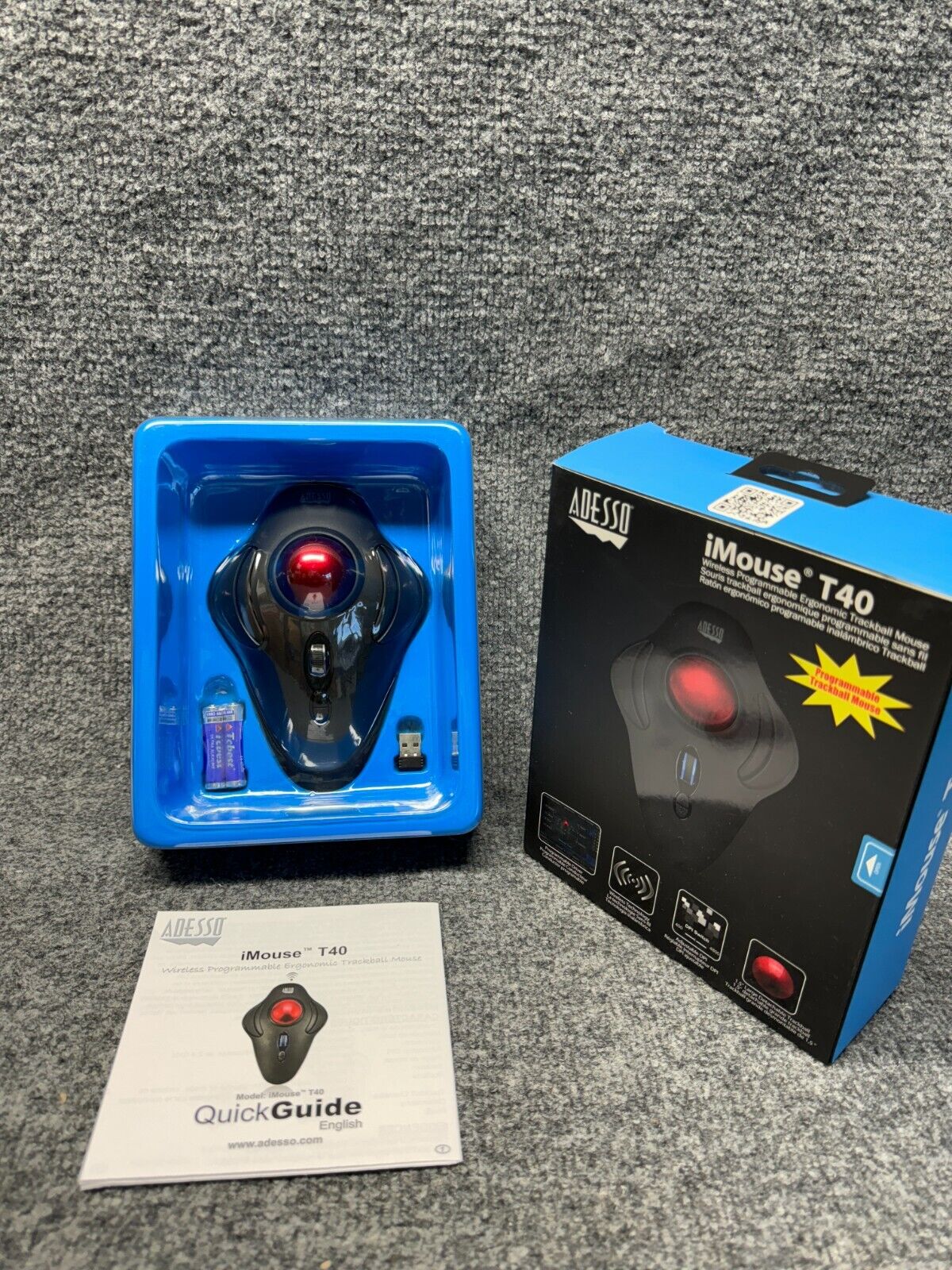Adesso iMouse T40 - Wireless Programmable Ergonomic Trackball Mouse