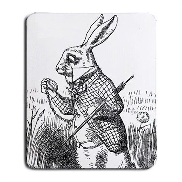 White Rabbit I\'m Late Alice In Wonderland Art Mouse Pad Mat Mousepad New