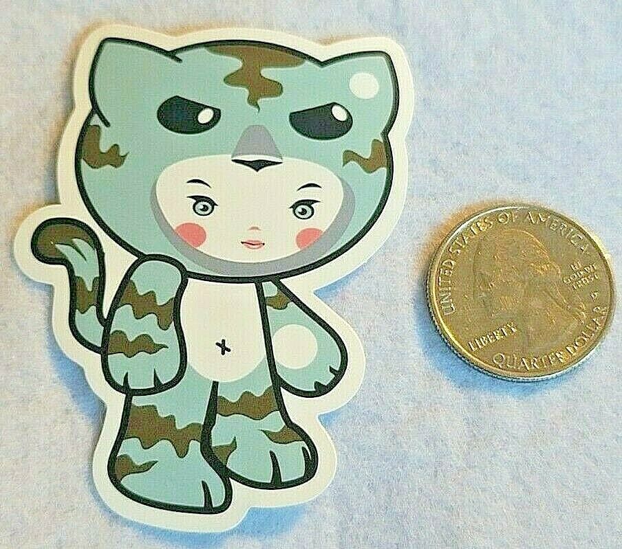 Very Cute Anime Type Character Dressed As Cat Unique Sticker Decal Multicolor 