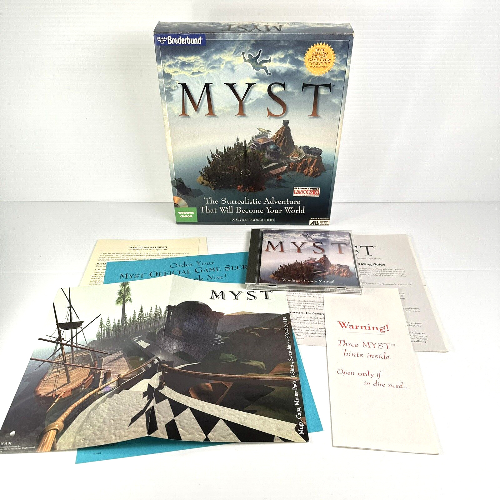 Myst CD-ROM Big Box PC Game Windows 95 3.1 with Inserts Vintage 1990s