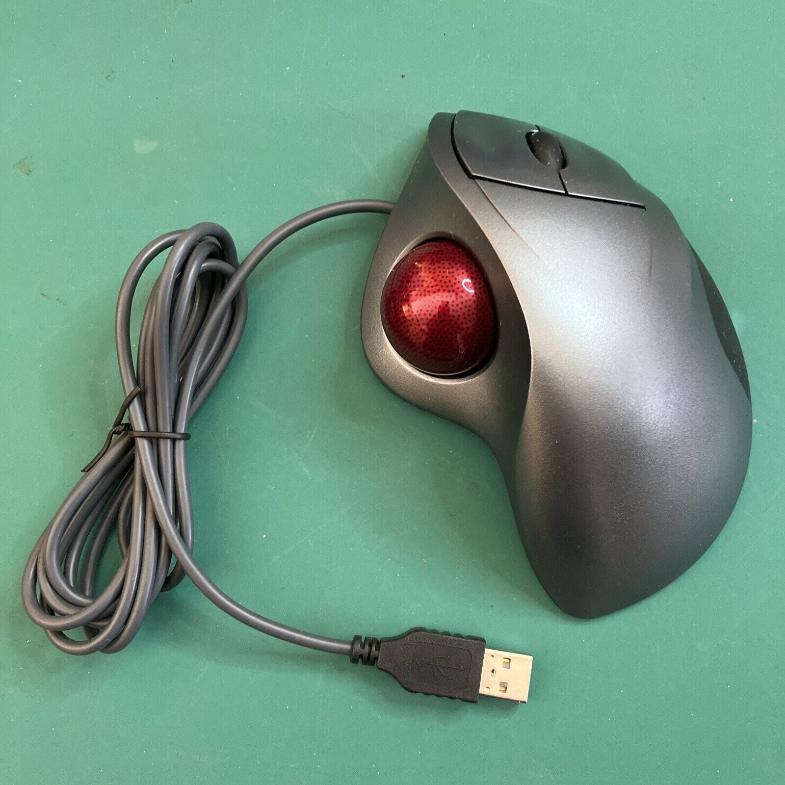 Logitech TrackMan Wheel Ball Mouse USB Optical Trackball Silver T-BB18 VERY GOOD