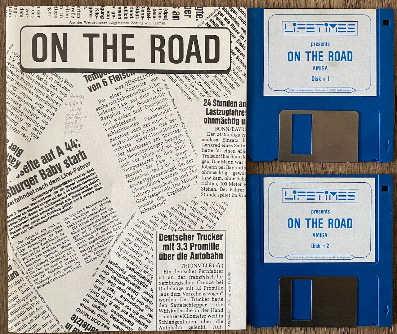 On the Road game for Commodore Amiga, without original packaging